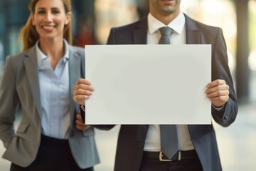 A pair of people holding up a sign with a message, possibly for a protest or event