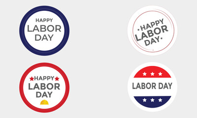 happy labor day set of badges with flags.