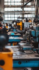 Naklejka premium A well-organized metalworking workshop filled with tools and machinery, highlighting the environment of craftsmanship