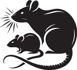 Rat black silhouette vector, Silhouette animal vector illustration,