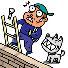 空き巣に入ろうとして番犬に見つかった泥棒