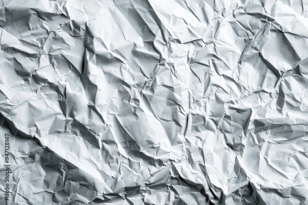 Poster close-up shot of a sheet of crumpled paper with wrinkles and creases