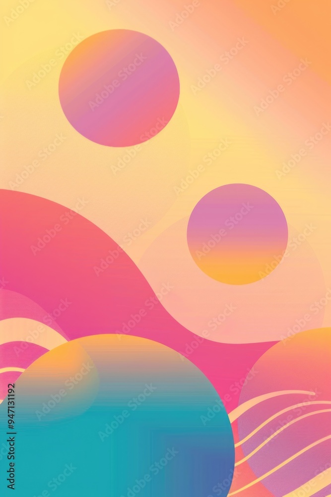 Poster A vibrant and dynamic pattern featuring interconnected circles and waves