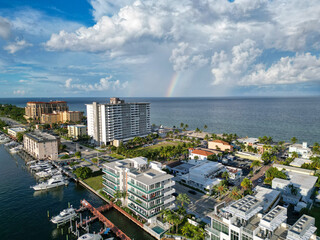 Rainbow off Hollywood Beach on Florida's east coast, located in Broward County between Fort...