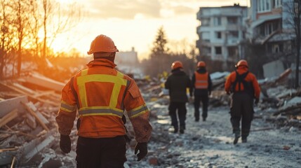 Rescue Workers in a War-Torn City
