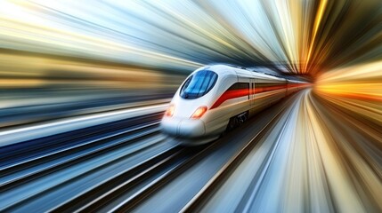 Fototapeta premium High-Speed Train Tunnel Blur Motion