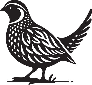 recommend clip art: quail bird black silhouette vector, silhouette vector art illustration