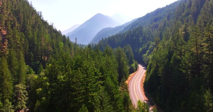North Cascades National Park Highway Forest Trees Aerial Drone