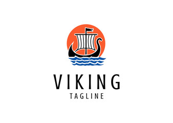 Vector illustration of Viking Ship Logo Design