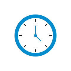 Flat clock icon isolated on white background. Vector Illustration.