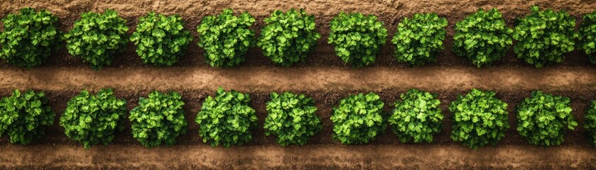 Aerial View of a Lush Plantation Rows of Trees Symbolize Productivity in Agribusiness, A Glimpse into Modern Farming Practices