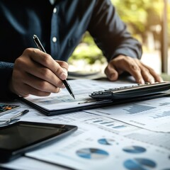 Businessman managing business finances and budgets 