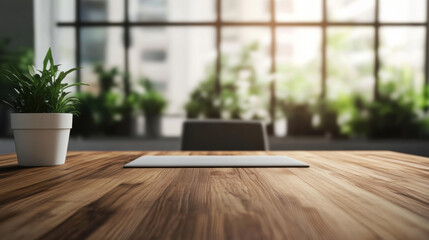 Fototapeta premium Wooden Desk Mockup.