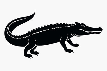 Obraz premiumCrocodile silhouette vector illustration. 