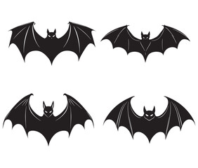 Bat icon silhouette on white background Vector illustration