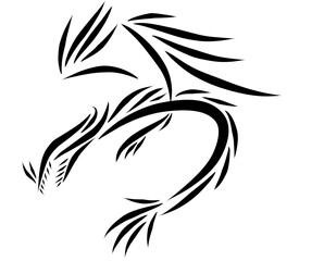 Obraz premium dragon doodle tribal line art for tattoo, printing, or decoration