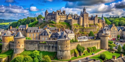 Fougeres castle in the medieval town of Fougeres , castle, medieval, town, Brittany, France, architecture, historic, stone