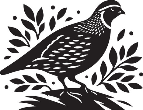 recommend clip art: quail bird black silhouette vector, silhouette vector art illustration