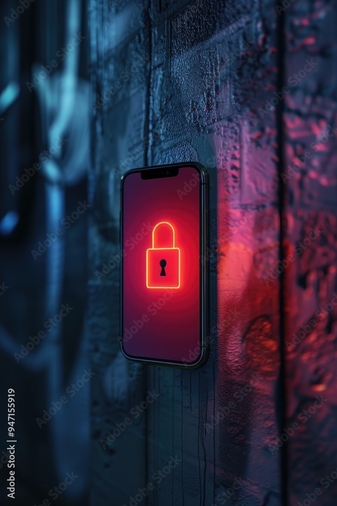 Poster A smartphone with a locked screen and password protected
