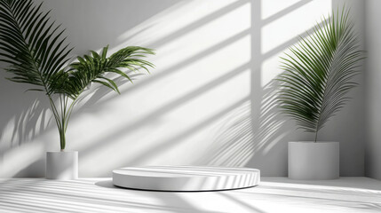 Fototapeta premium White Platform Palm Plants.
