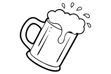 beer glass line art vector, beer glass bottle icon symbol. beer vector illustration


