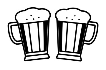 beer silhouette, Two glasses of beer, beer glass bottle icon symbol. beer vector illustration
