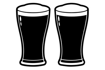 beer silhouette, Two glasses of beer, beer glass bottle icon symbol. beer vector illustration
