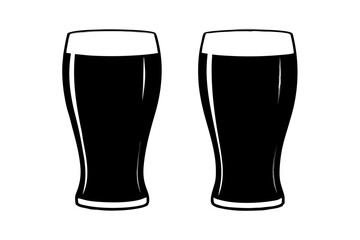 beer silhouette, Two glasses of beer, beer glass bottle icon symbol. beer vector illustration
