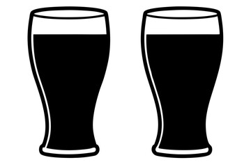 beer silhouette, Two glasses of beer, beer glass bottle icon symbol. beer vector illustration
