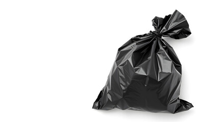 Black plastic bag on white background. Generative AI