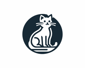 Cat head icon. Cartoon Cat face. Vector illustration. Silhouette simple. Animal Logotype concept. Cat Logo design template.