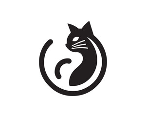 Cat head icon. Cartoon Cat face. Vector illustration. Silhouette simple. Animal Logotype concept. Cat Logo design template.