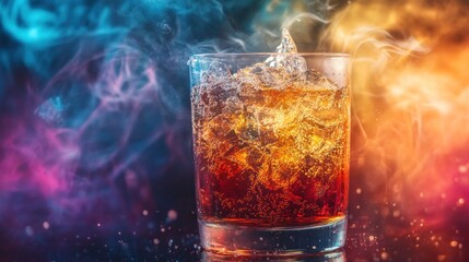 Fizzy Drink with Smoke Background