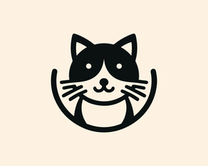 Cat head icon. Cartoon Cat face. Vector illustration. Silhouette simple. Animal Logotype concept. Cat Logo design template.