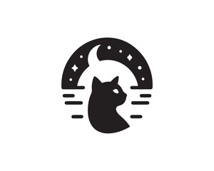 Cat head icon. Cartoon Cat face. Vector illustration. Silhouette simple. Animal Logotype concept. Cat Logo design template.