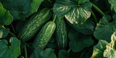Organic Southern Delight Heirloom Cucumbers Grown in Own Garden Top View
