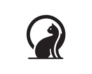 Obraz premium black cat silhouette logo