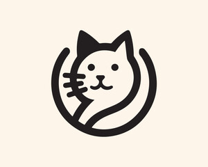 Cat logo design icon symbol vector illustration