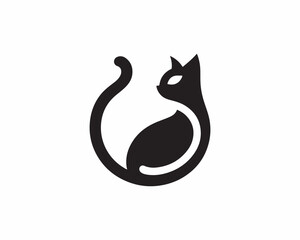 Silhouette Cat logo design icon symbol illustration