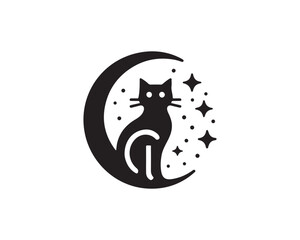 Silhouette Cat logo design icon symbol illustration