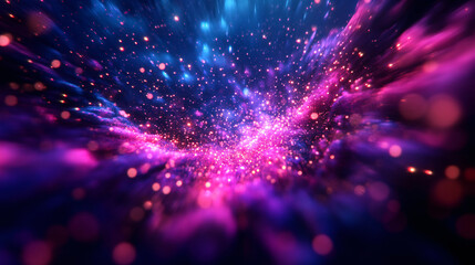 Fototapeta premium A colorful galaxy with purple and blue stars. The stars are scattered throughout the galaxy, creating a sense of depth and movement. The colors and patterns of the stars give the galaxy a dreamy