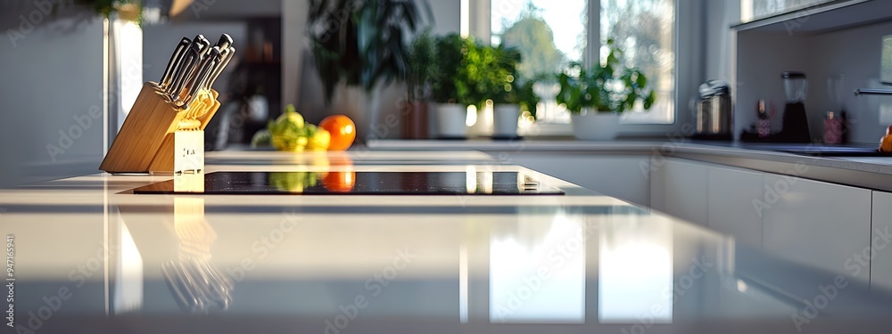 Poster Clean and Minimalist Kitchen Countertop with Open Space for Text or Design
