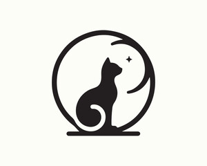 Silhouette Cat logo design icon symbol illustration