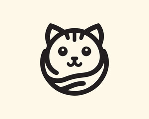 Cute cat logo design vector template