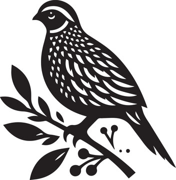 recommend clip art: quail bird black silhouette vector, silhouette vector art illustration