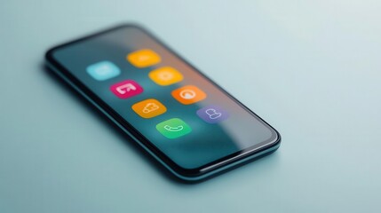 A glassmorphic smartphone lock screen with frosted glass effect and vibrant icons, glassmorphism, lock screen, frosted glass