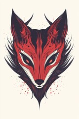 Fototapeta premium Red Fox Head Vector Illustration Animal Portrait Graphic Design
