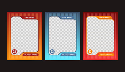 Essential frames for sports card templates, perfect for game design. Vector illustration on a dark background