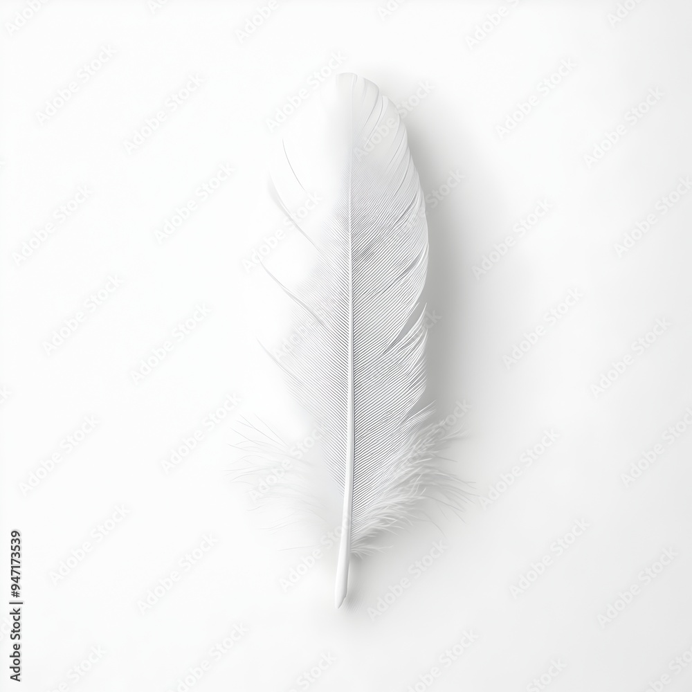Poster Ethereal White Feather Floating on Simple Background