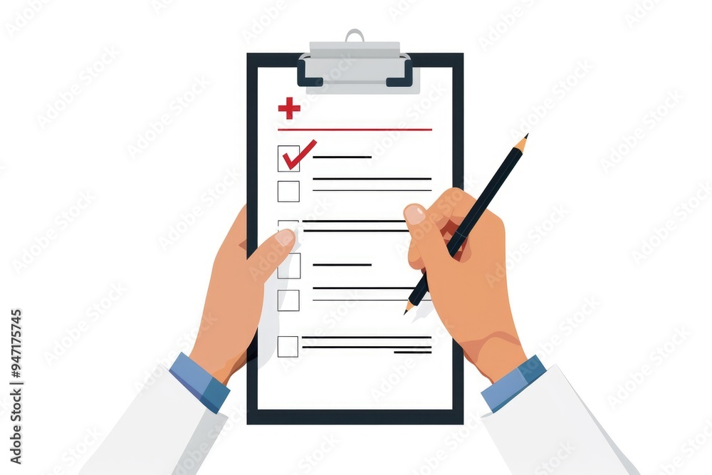 Aufkleber A person is preparing to take notes or create a to-do list using a clipboard and pencil